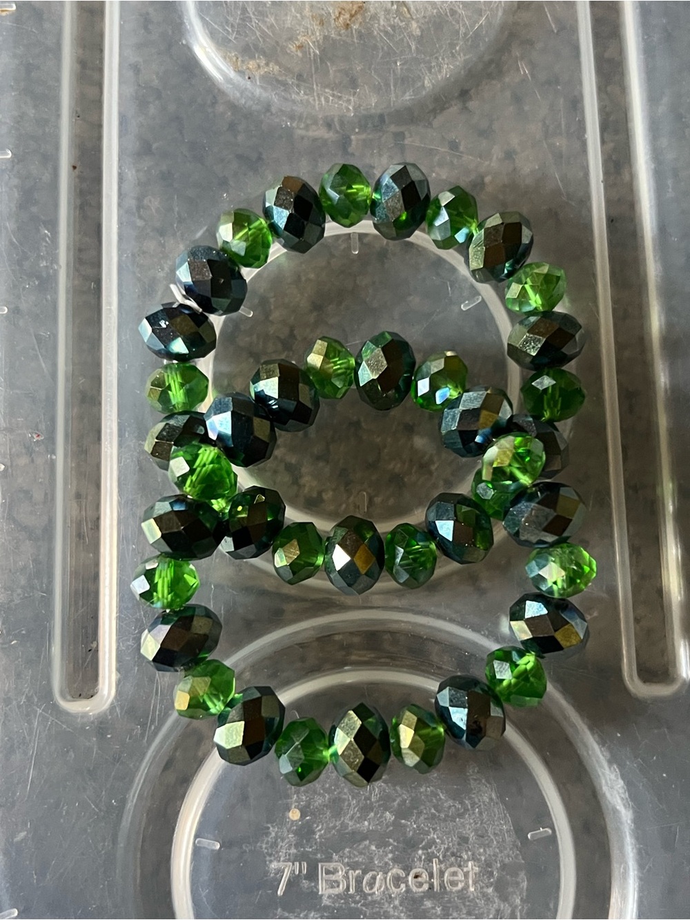 Green Faceted Stretch Bracelet Set - Brand